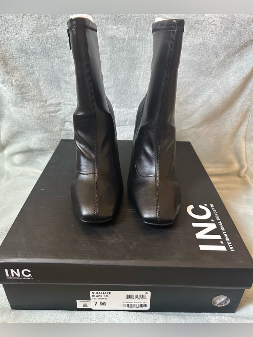 NIB - INC International Concepts Black Square Toe Ankle Boots Stiletto Heel